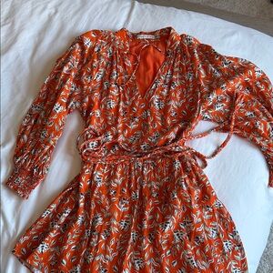 Alice + Olivia Vibrant Orange Floral Dress